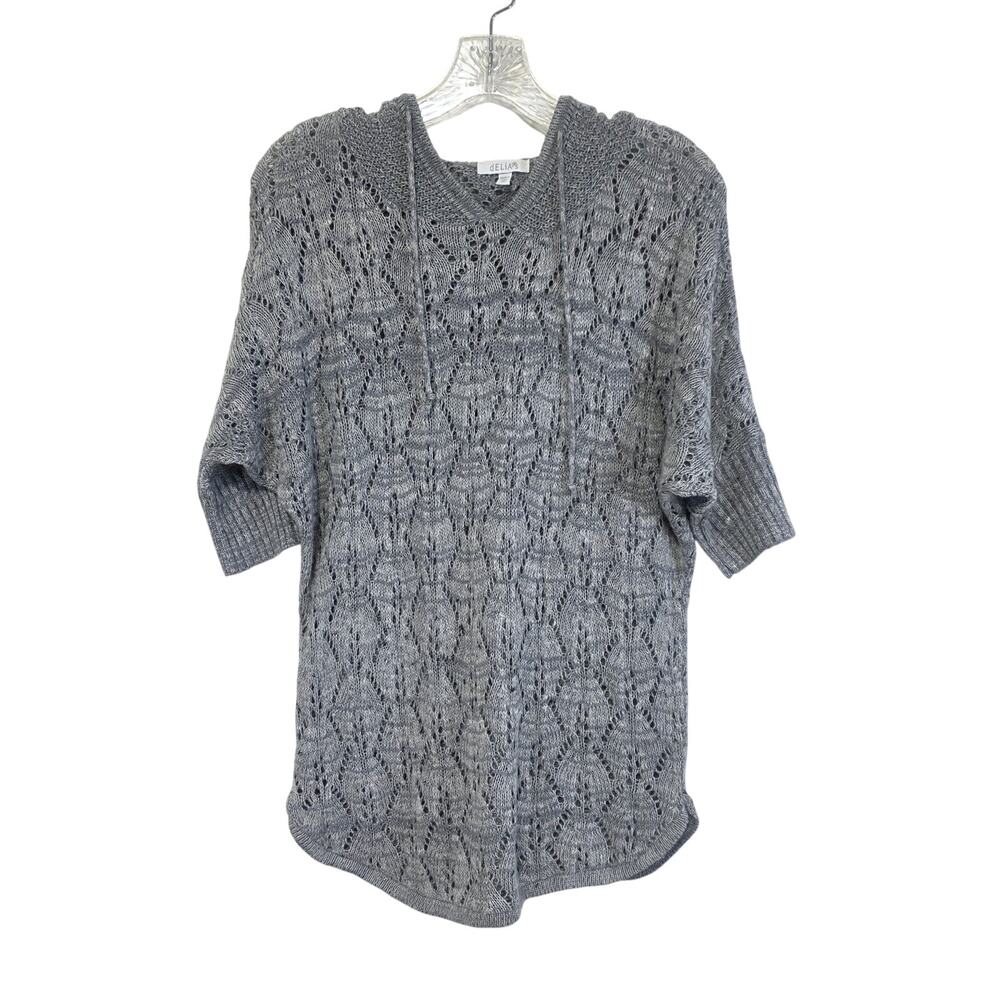 dELiA*s Gray Pointelle Open Knit Batwing Short Sleeve Top Y2K Size Medium